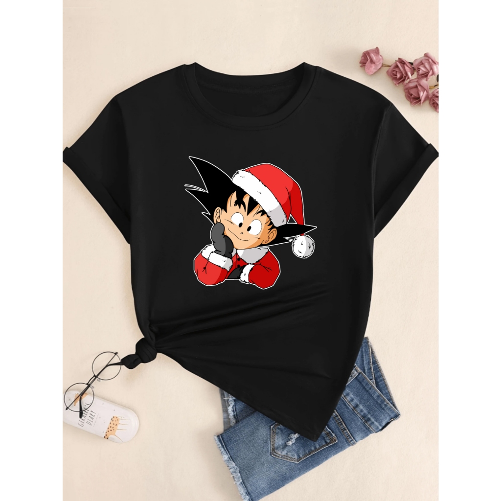 Camiseta Camisa Goku Dragon Ball Anime Natal 100 Algodão Feminina