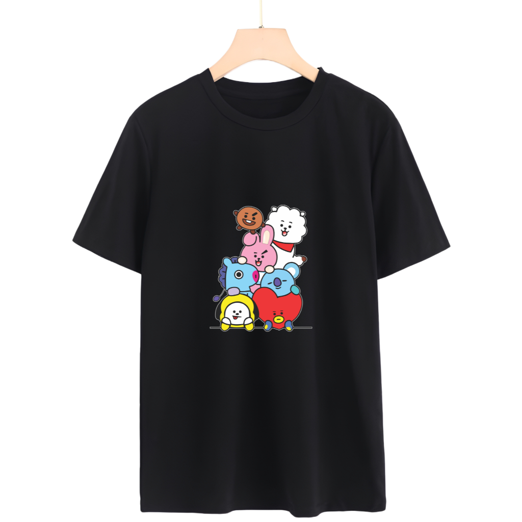 Camiseta BTS Unissex 100% Algodão BT21 Tata Chimmy Cooky Camisa