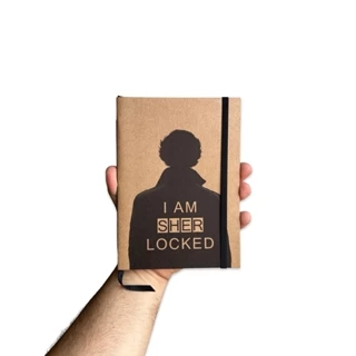 Sketchbook Caderno I Am Sher Locked Sherlock Homes com Elástico e Marca Página Aquarela