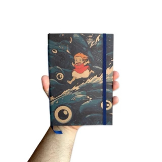 Sketchbook Caderno Ponyo Uma Amizade Que Veio do Mar com Elástico e Marca Página Aquarela