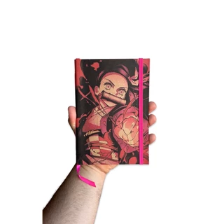 Sketchbook Caderno Demon Slayer Nezuko com Elástico e Marca Página Aquarela