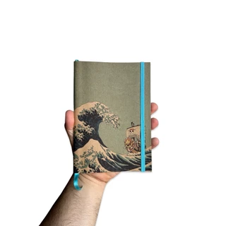 Sketchbook Caderno One Piece Barco Pirata com Elástico e Marca Página Aquarela
