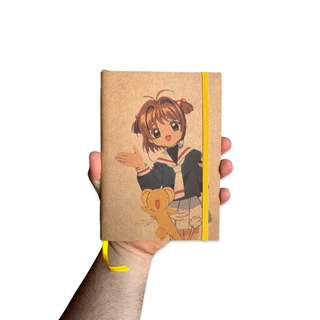 Sketchbook Caderno Sakura Card Captor Kero com Elástico e Marca Página Aquarela