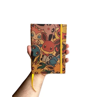 Sketchbook Caderno Pokémon Evoluções Eeve com Elástico e Marca Página Aquarela