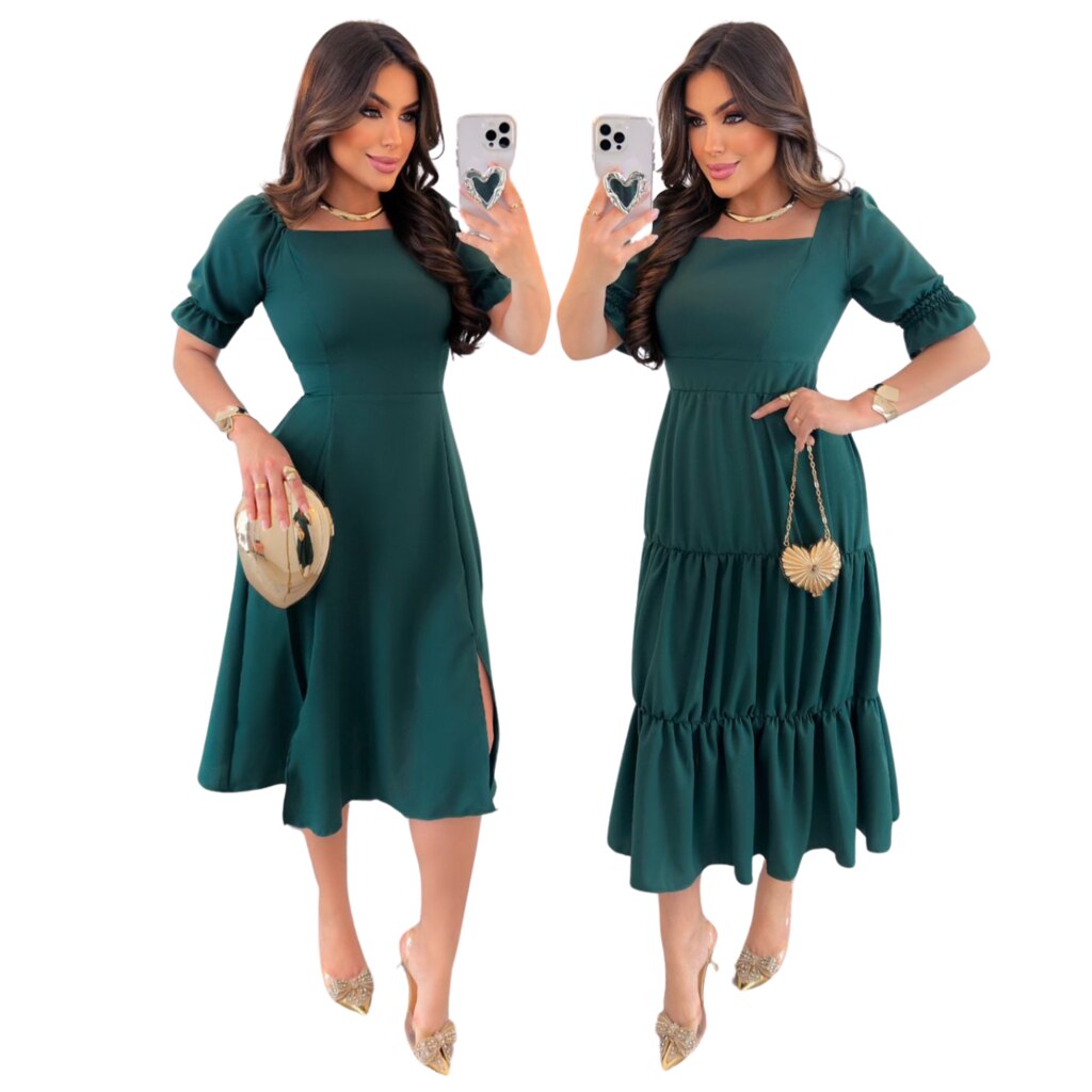 Kit 2 Vestidos Evangélicos Longo de Alfaiataria Verde, Mundo Boutique ...