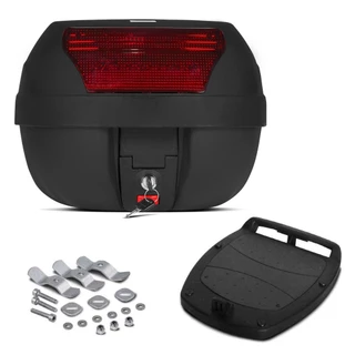 Baú Bauleto Moto 28 Litros Smart Box Cristal Vermelho Fume Delivery Maleiro Caixa Entregador Motoboy