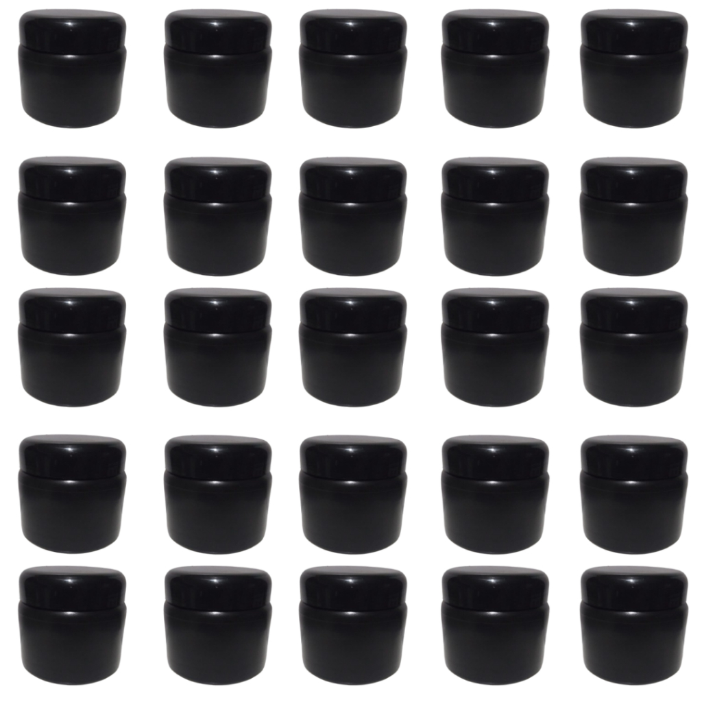 Potes Plásticos Pretos 350ml Kit 25 Unidades para Cremes