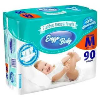 Fralda Infantil Enzzo Baby Híper M Com 90 Unidades em Oferta na Shopee