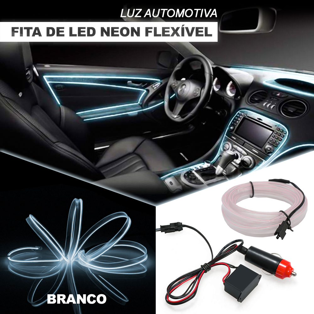 Fita Barra Led P/ Painel Branco Frio Ford New Fiesta 5m Flexível Tunning