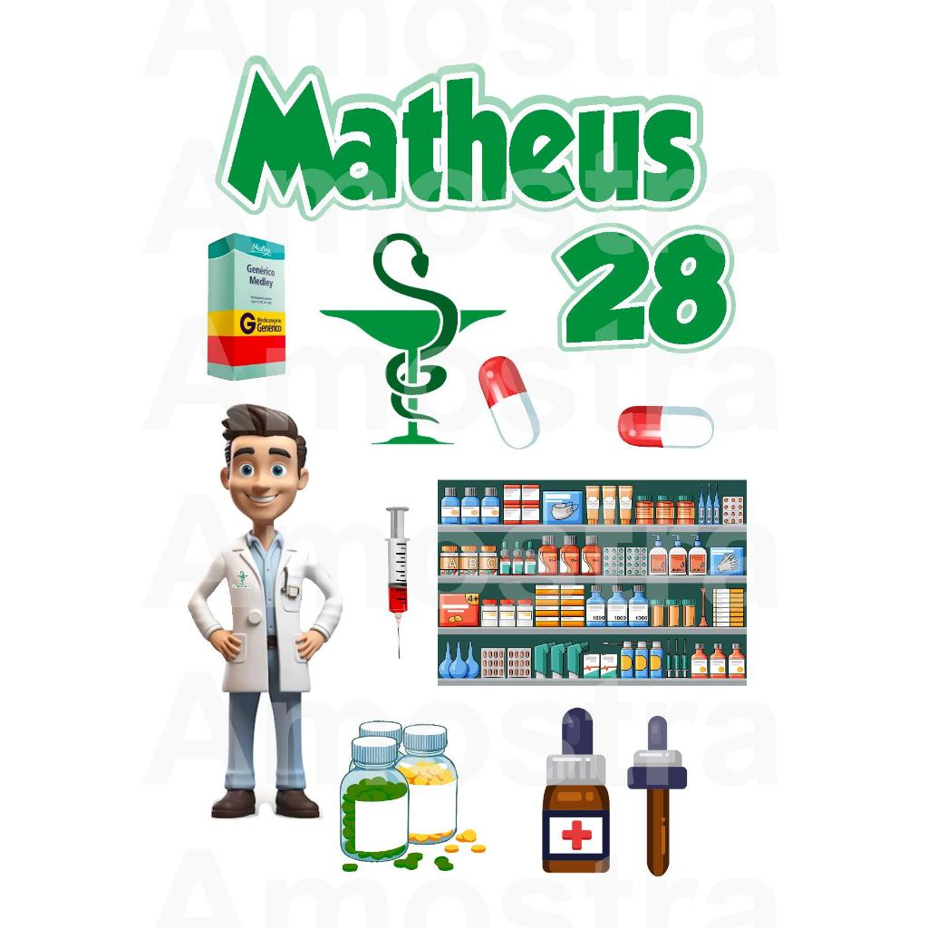 Topo De Bolo Farmácia Farmacêutico Farmacêutica Personalizado C