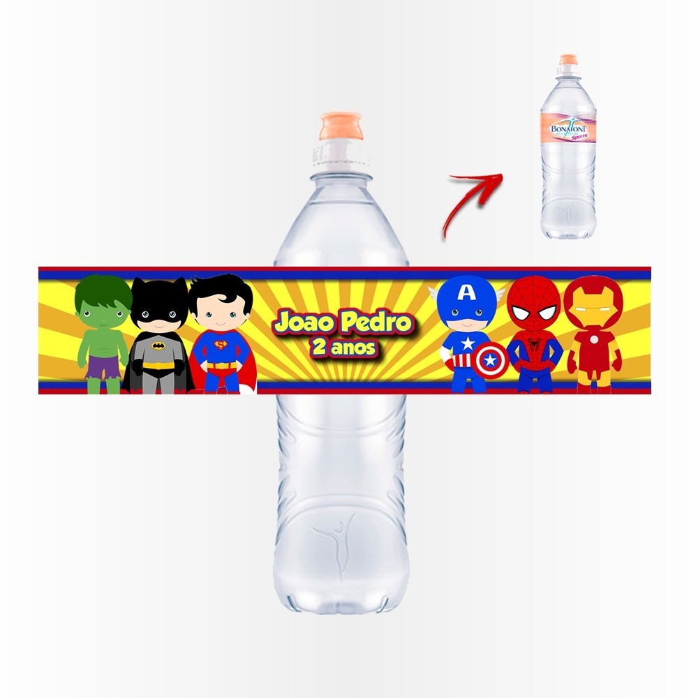 12 Rótulo Adesivo para Garrafa de Agua Kit Festa Infantil 3d Tubete ...