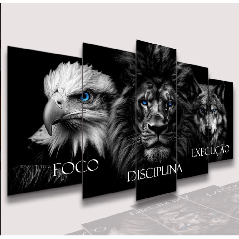 Conjunto Quadros Decorativos Mosaico Leão Filhote Quadro Decorativo Sala Quarto Alta Resolução