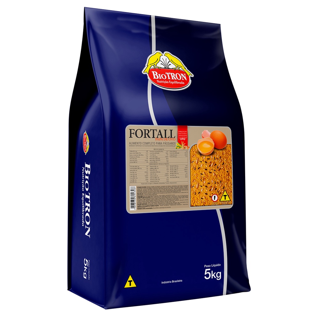 Fortall - Farinhada seca Papa de Ovo - 5 kg - Neutra sem pigmentos - Pássaros