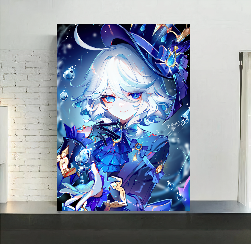 Quadro de mdf poster moldura, Jogo, Genshin, Furina