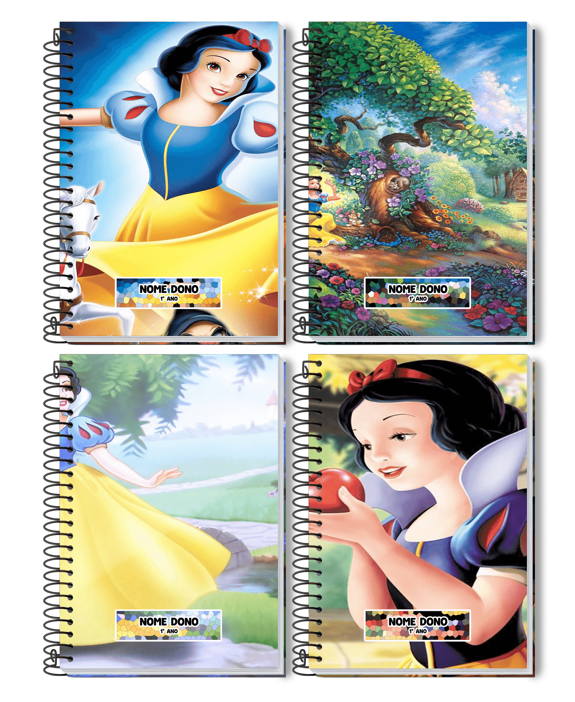 Caderno A Branca de Neve e os 7 Anões 10 Matérias Personalizado ...