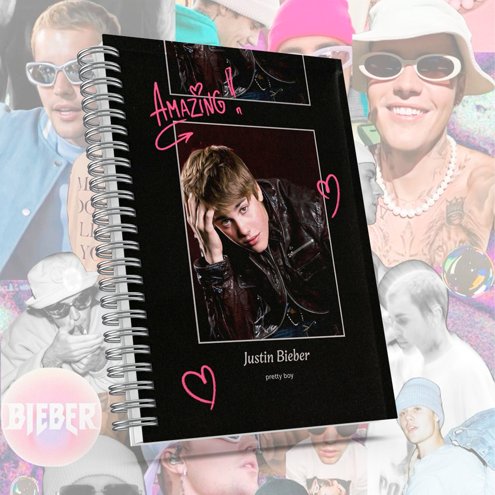 Caderno Justin Bieber com brinde especial - Capa dura, alta qualidade ...