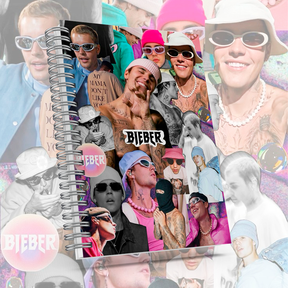 Caderno Justin Bieber com brinde especial - Capa dura, alta qualidade ...
