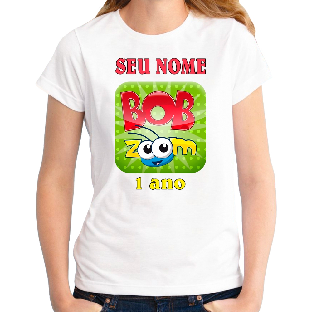 Camiseta bob zoom logo camisa personalizada adulto e infantil shopee