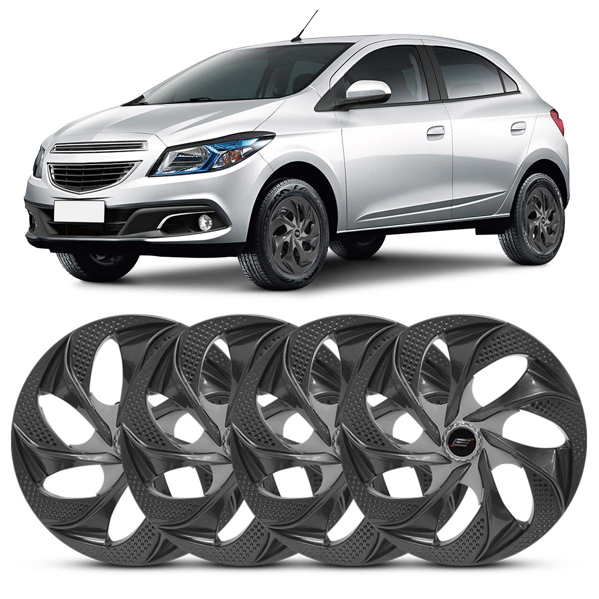 Jogo Calota Evolution Silver Roda Aro 14 4x100 4x108 Parafuso Cubo