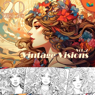 Desenhos para Colorir Vintage Visions Vol.2! Folhas Soltas A5 90g/120g/180g + Acetato em Oferta na Shopee