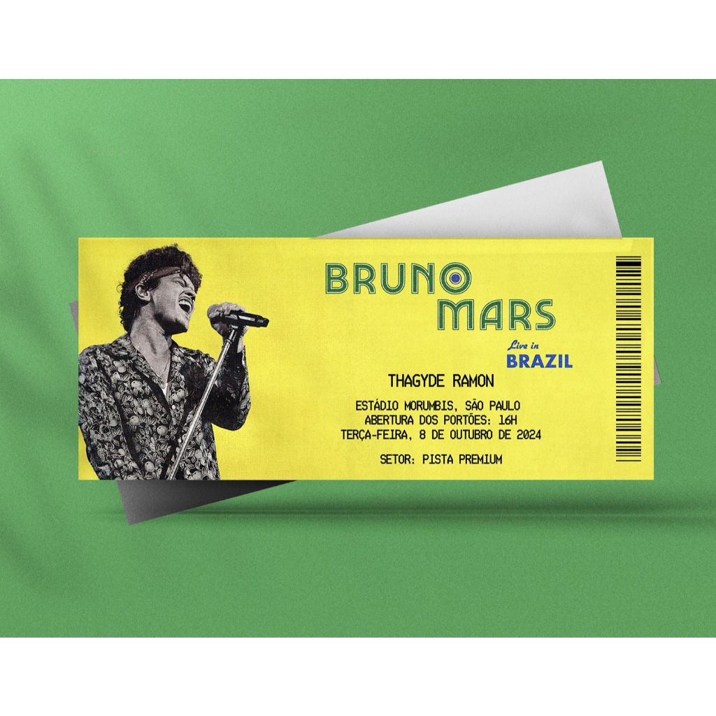 bruno mars チケット Ingresso Holográfico Personalizado Bruno Mars - Live in Brazil
