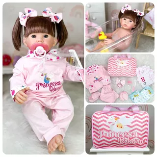 Boneca Reborn Bebe Silicone Realista Menina + Itens e Bolsa em Oferta na Shopee