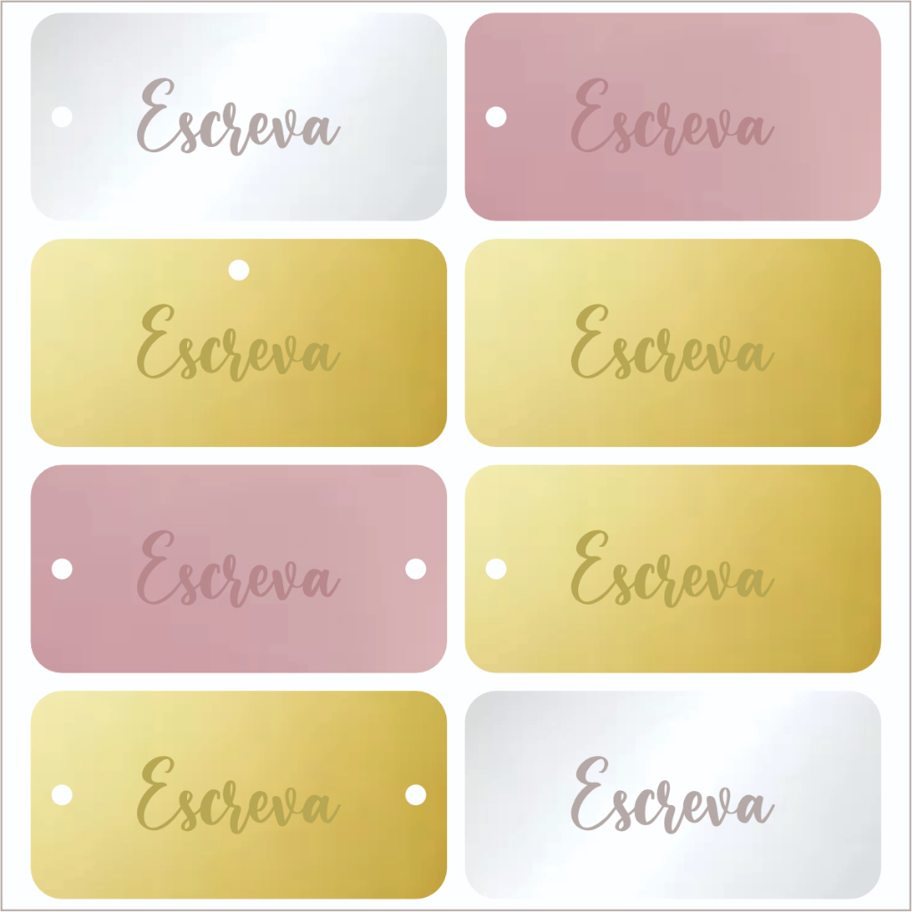 Kit 50/25/75/200 placas 4x2cm medalhas tags retangular em acrilico ...