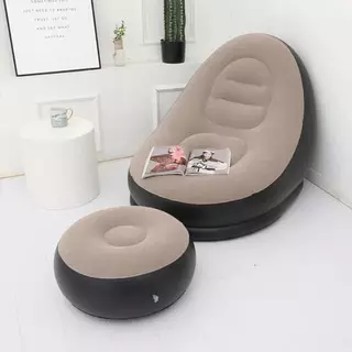 Conjunto Poltrona e Puff Inflável Ultra Lounge Portátil - Sofá Preguiçoso para Descanso e Conforto