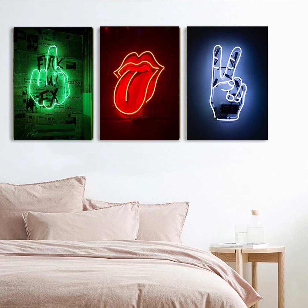 quadro decorativo moderno neon pop rock decoração quarto sala hall ...