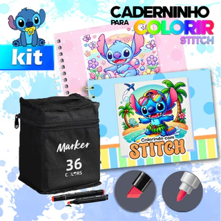 Conjunto De Livros De Colorir Stitch 50 páginas + 24-120 marcadores coloridos - Envio agora