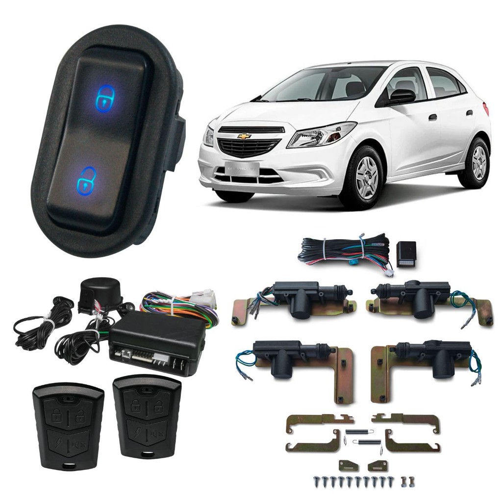Kit Trava Eletrica e Alarme Onix Novo Prisma 4 Portas Completo | Shopee ...