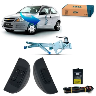 Kit Vidro Eletrico Celta 2 e 4 Portas dianteiro Inteligente (2001-2016) Botão UltraLED