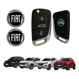 Kit 2 Emblemas Adesivo 14mm Para Chave Fiat Preto Universal