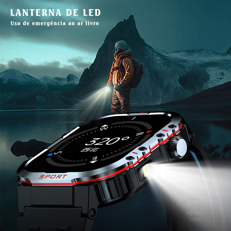 アイライクHO Relógio inteligente H08 Smartwatch Ao ar livre Caixa de metal Com