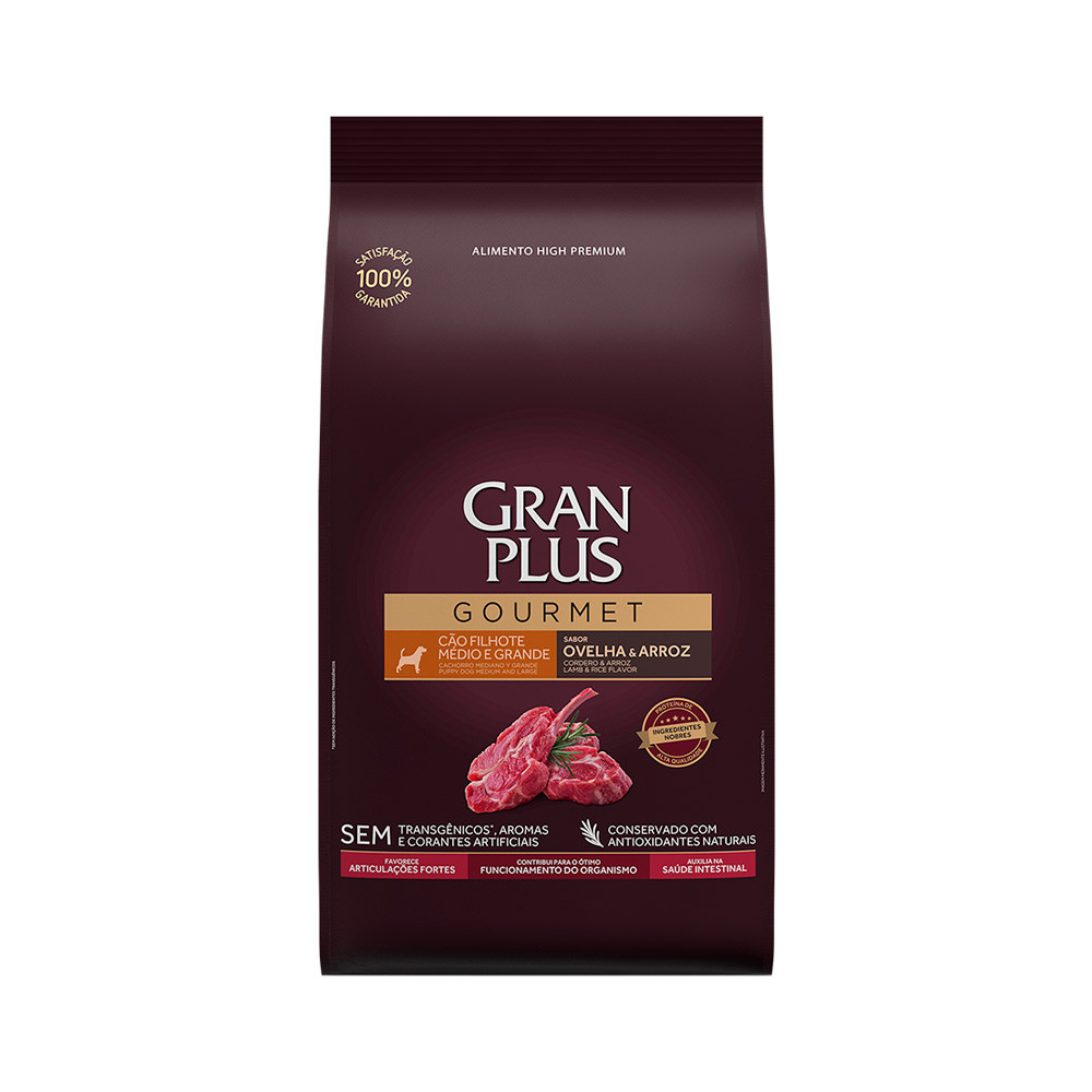 Ração GranPlus Gourmet Cão Filhote Med Grande Ovelha 3Kg