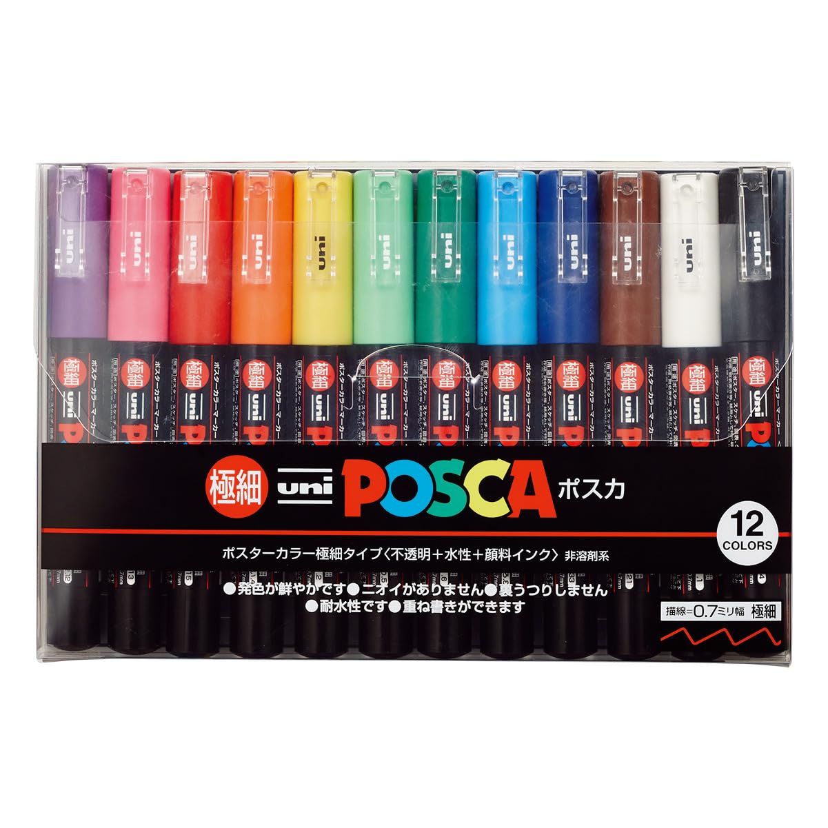 Uni-Ball POSCA Marcador/Caneta De Sinalização Conjunto De 12 Cores Com ...