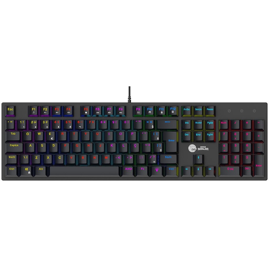 Teclado Mecânico Gamer Ninja Leap, Switch Blue, Rainbow, ABNT2, Black