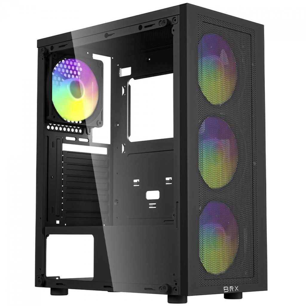 Gabinete Gamer BRX Zephyra CA-056, Mid Tower, Vidro Temperado, ATX, Preto, Com 3 Fans, Sem Fonte