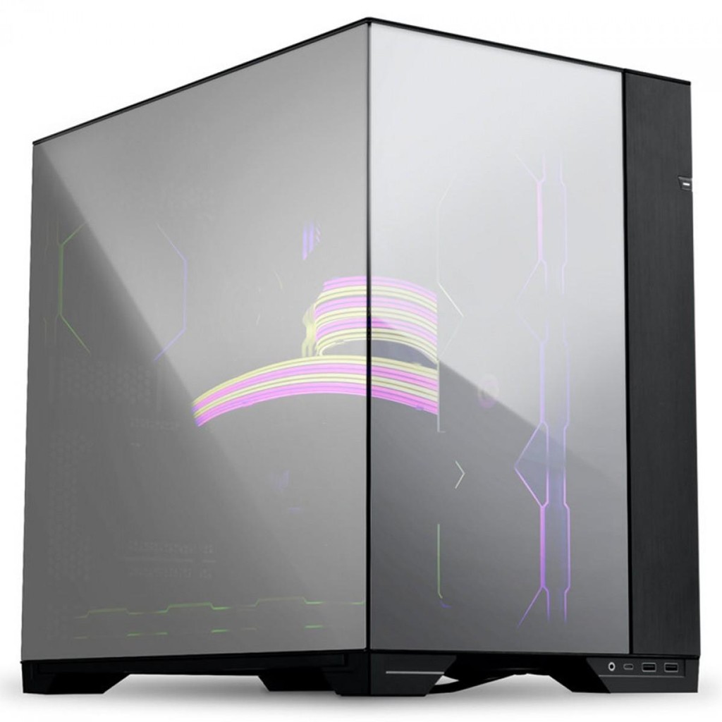 Gabinete Gamer Lian Li O11 Vision Chrome, Mid Tower, Vidro Temperado Espelhado, E-ATX, Black, Sem Fonte, Sem Fan