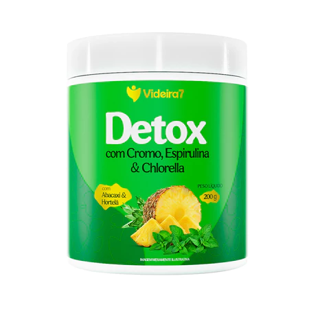 Detox em Pó Espirulina E Clorella Cromo Cha Verde 200g
