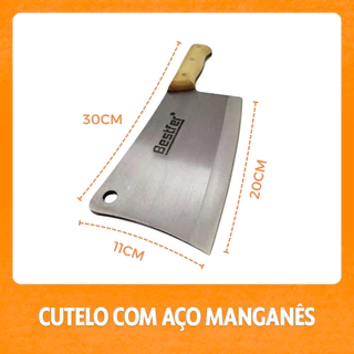 Bestfer Cutelo Profissional Aço Manganes 7" 30cm com Furo Cabo Madeira