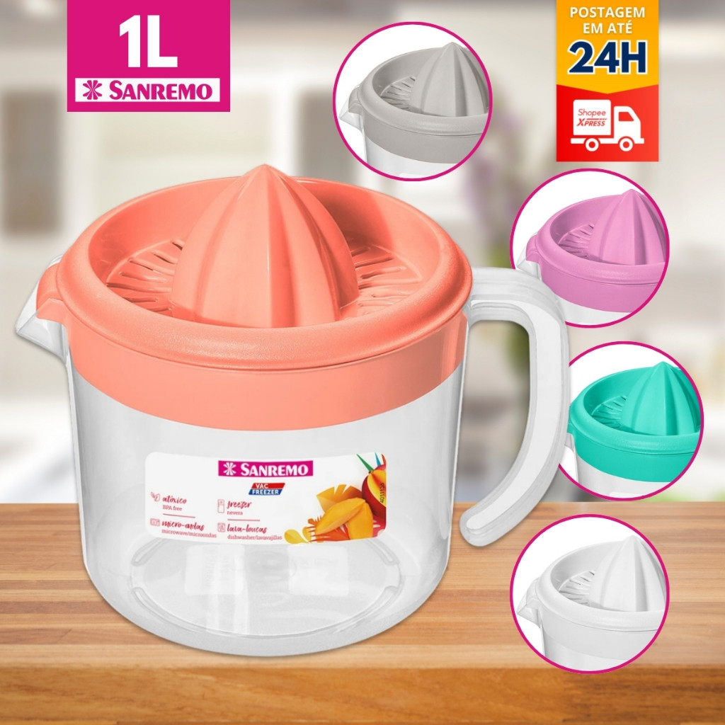 Espremedor De Laranja Limão Manual Frutas Jarra 1020 Ml BPA 