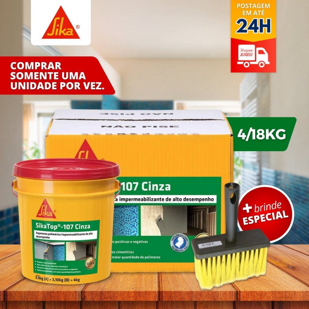 Impermeabilizante Sika Top -107 c/ 4/18KG + Broxa