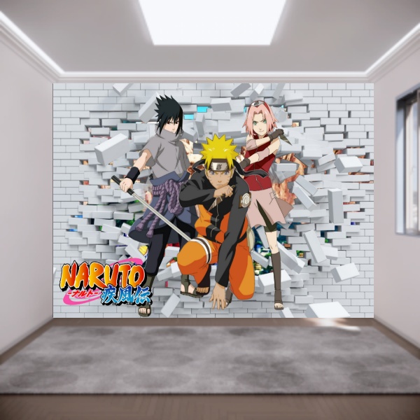 Papel De Parede Vinil Sala Akatsuki Anime Naruto Nuvem 2m