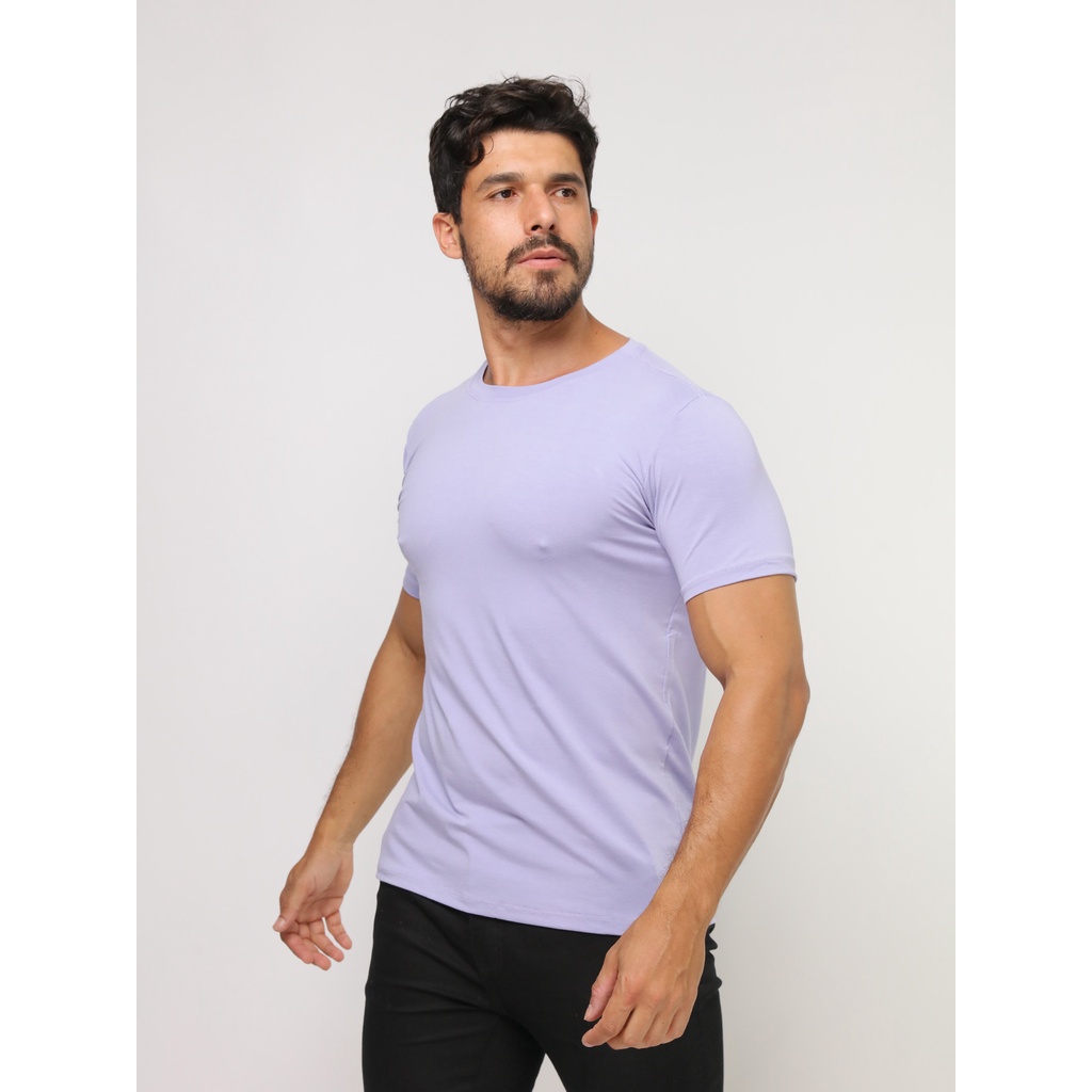 Camisetas Basicas Manga Curta Com Elastano Malha Visco Lycra(Malha Fria ...
