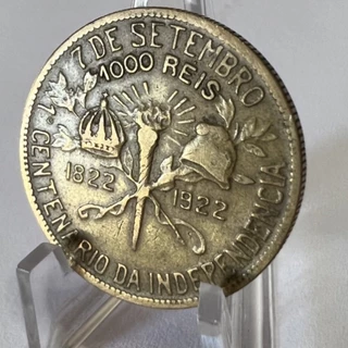 Moeda 1000 Réis 1922 Centenário da Independência do Brasil Coleção Bronze Alumínio