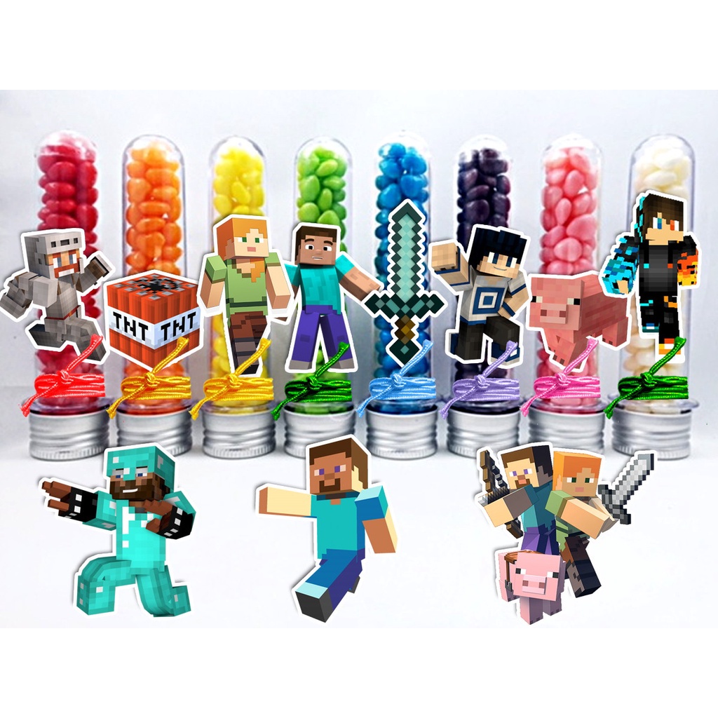 10 Tubetes Personalizados tema Minecraft | Shopee Brasil