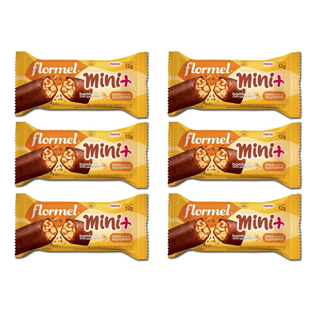 Kit c/ 6 unid. Mini Bombom Flormel Amendoim 12G | Shopee Brasil