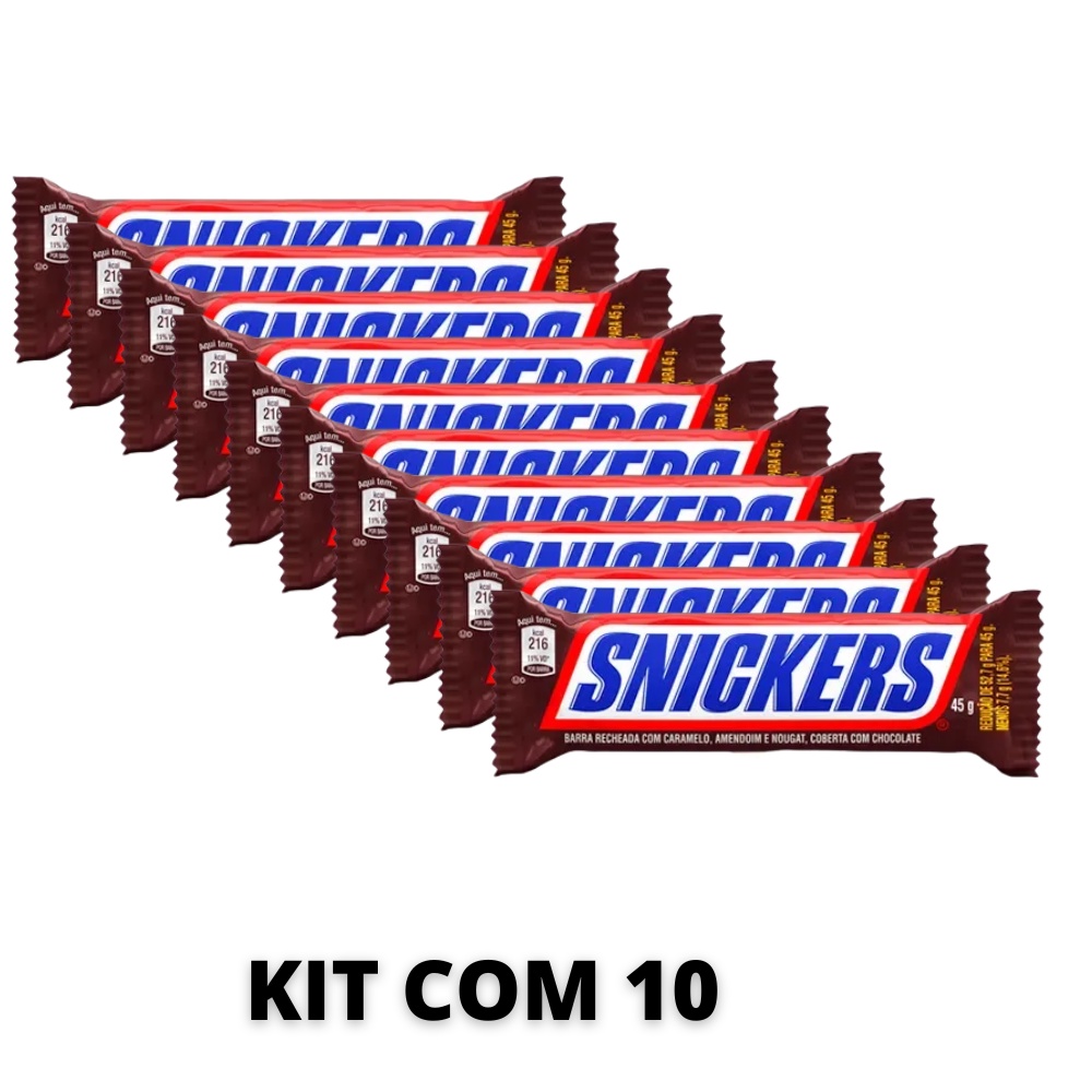 Kit Chocolate Snickers Original (10x45g) | Shopee Brasil