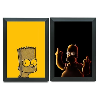 Kit Quadro Com Moldura Simpsons Piscodélico